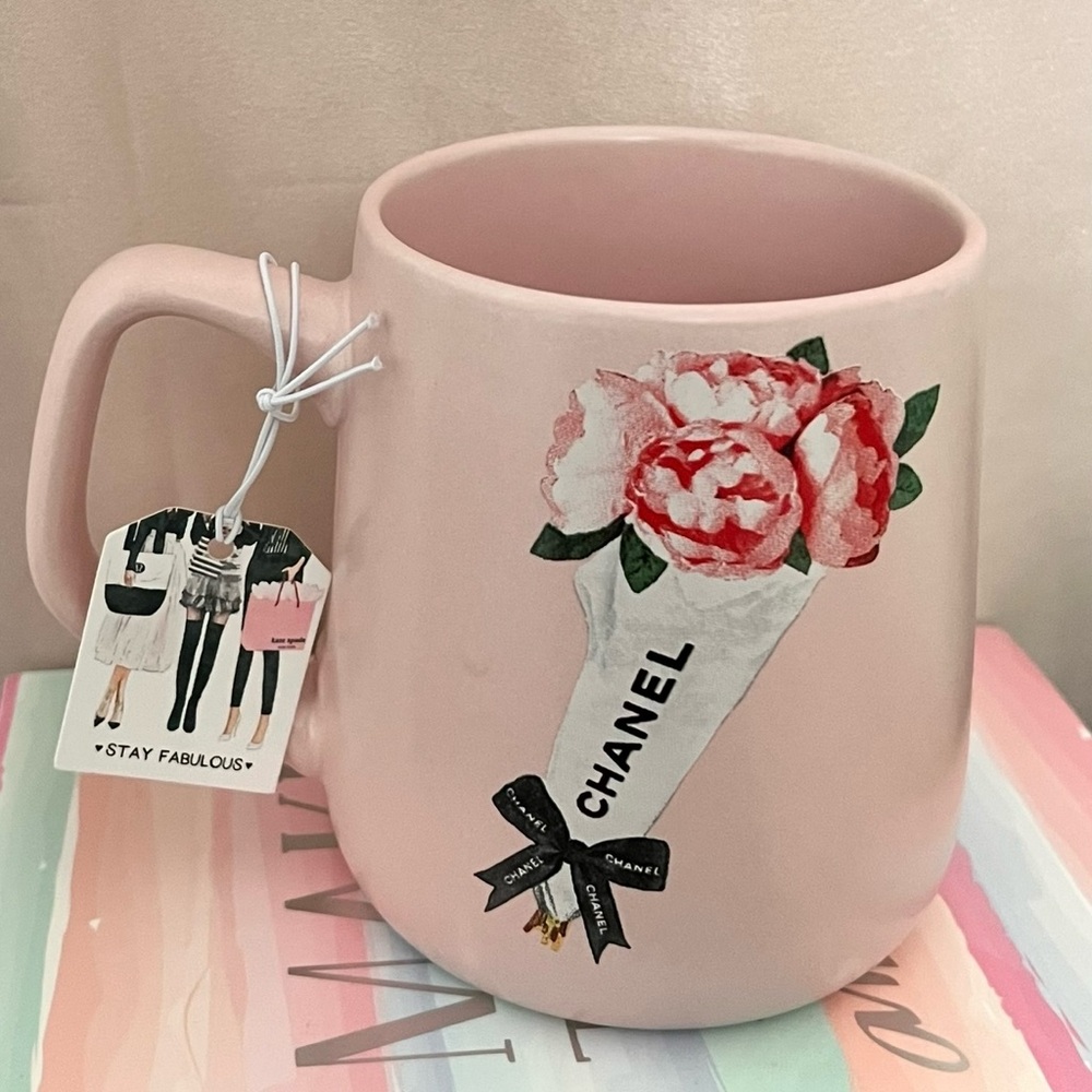 Amanda Greenwood Art Pink Chanel Flower Bouquet Mug